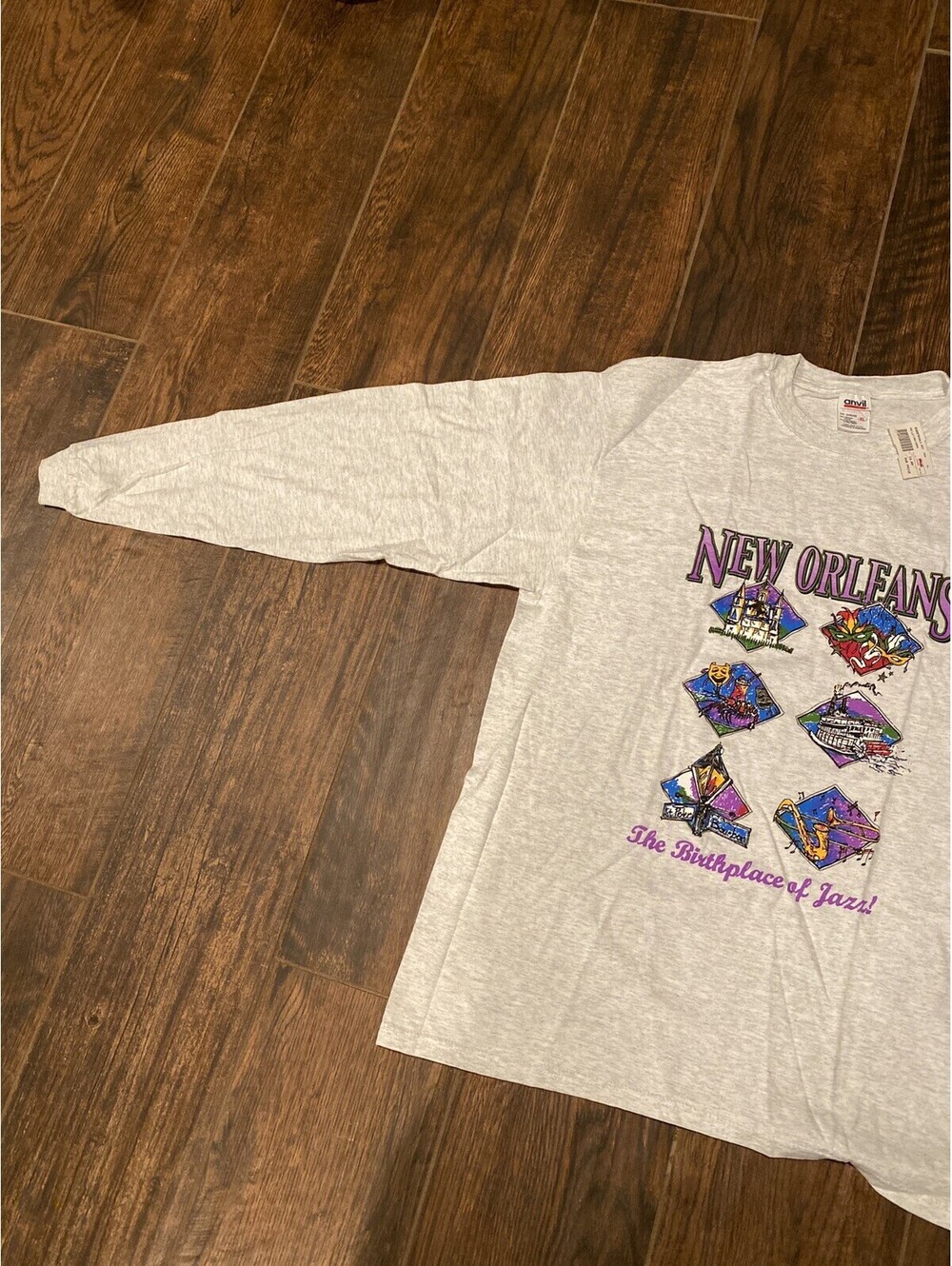 NWT New Orleans Birthplace Of Jazz Long Sleeve T Shirt Vtg 90s USA XL - Picture 3 of 10